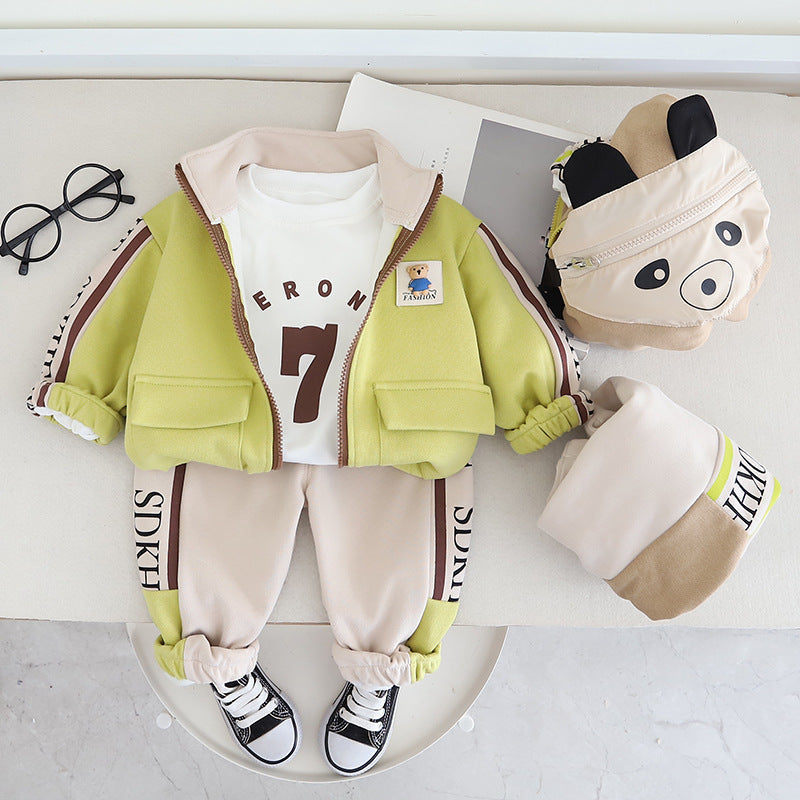 Spring Children's Clothing Boys Hoodie Jacket Long Sleeve Three-piece Suit
