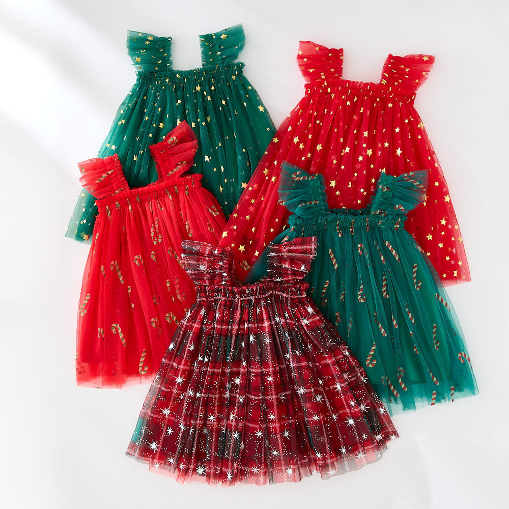Christmas New Children Shirt Xingx Suspender Skirt for Girls