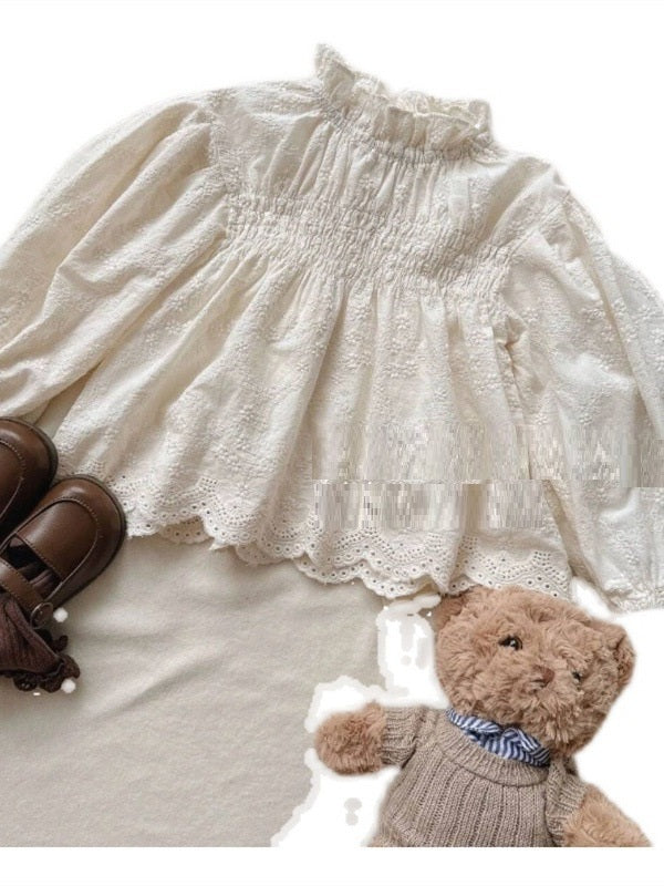 Girls' High-grade Lace Princess Long-sleeved Bottoming Shirt - Cindi Book