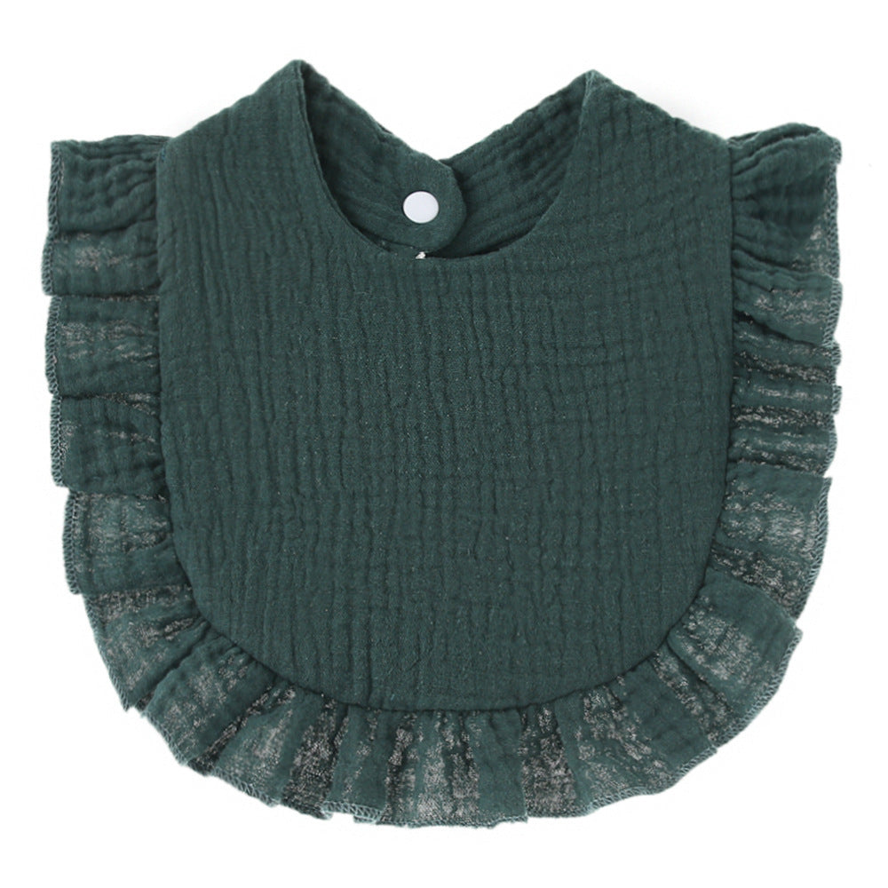 Ruffled Cotton Gauze Lace Bib Saliva Pocket - Cindi Book