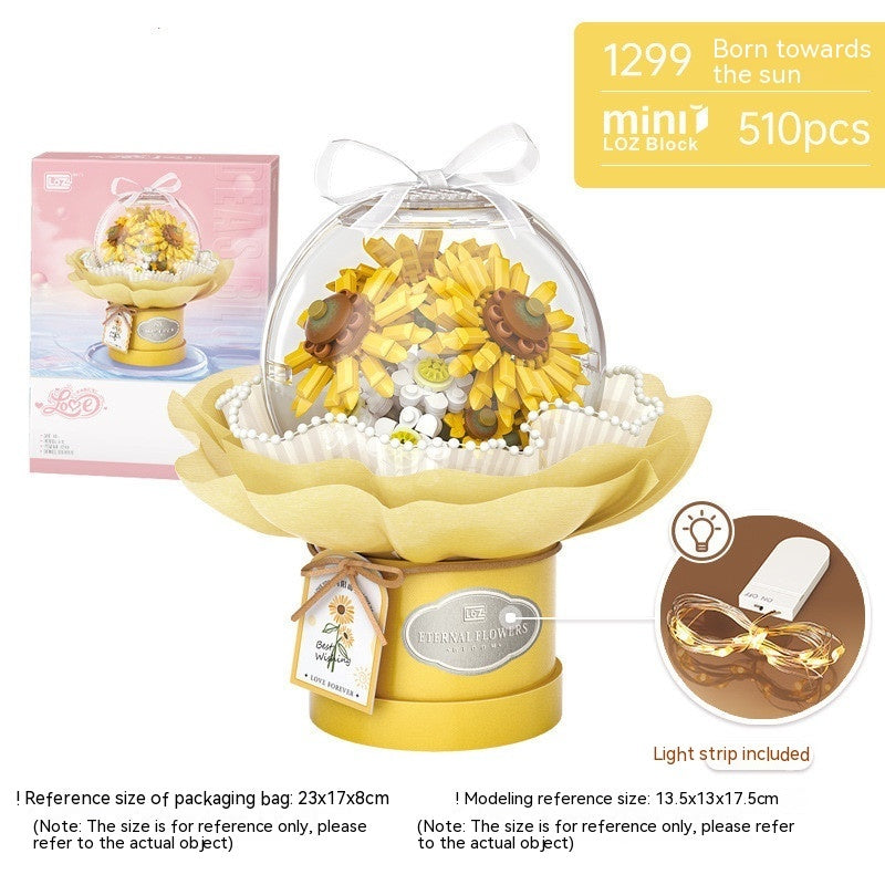 Building Block Bouquet With Light Small Particles Educational Toys - Cindi Book
