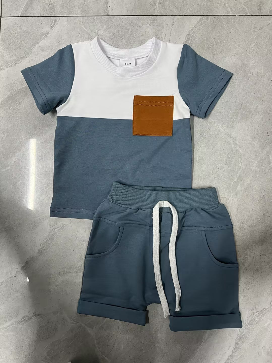Color Matching Short Sleeve Shorts Suit - Cindi Book