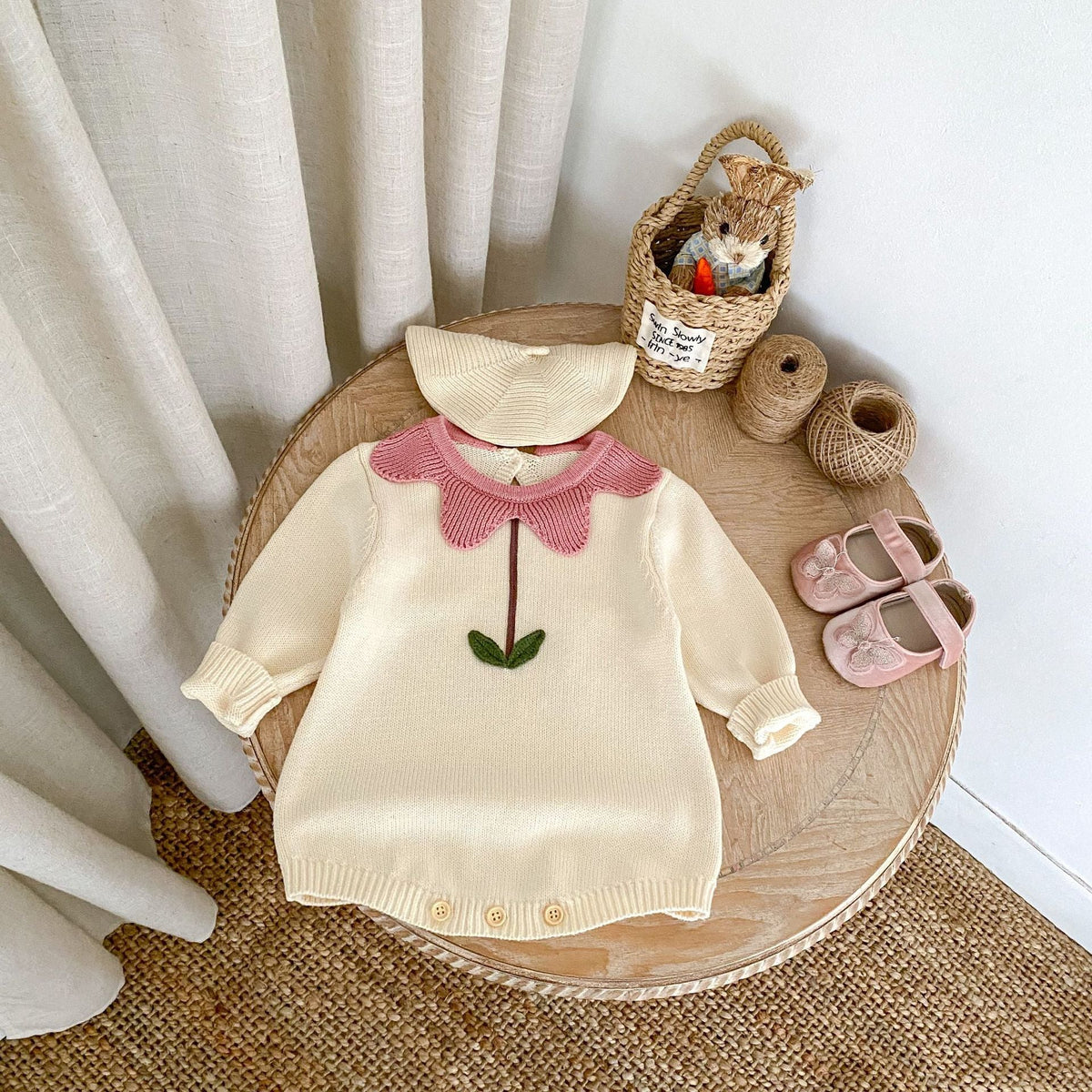 Cute Flowers Cotton Knitted Baby Sweater - Cindi Book