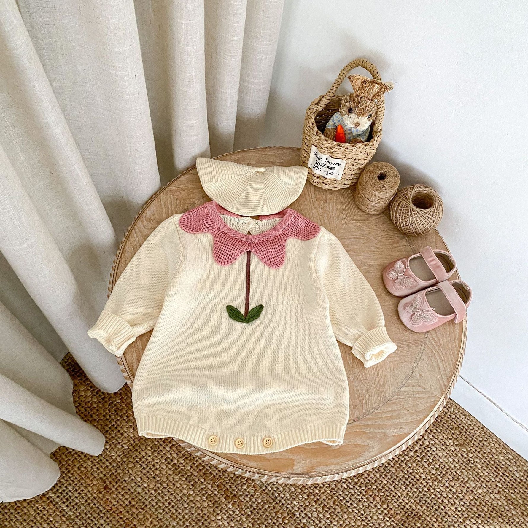 Cute Flowers Cotton Knitted Baby Sweater - Cindi Book
