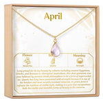 April Birthday Quartz Birthstone Necklace