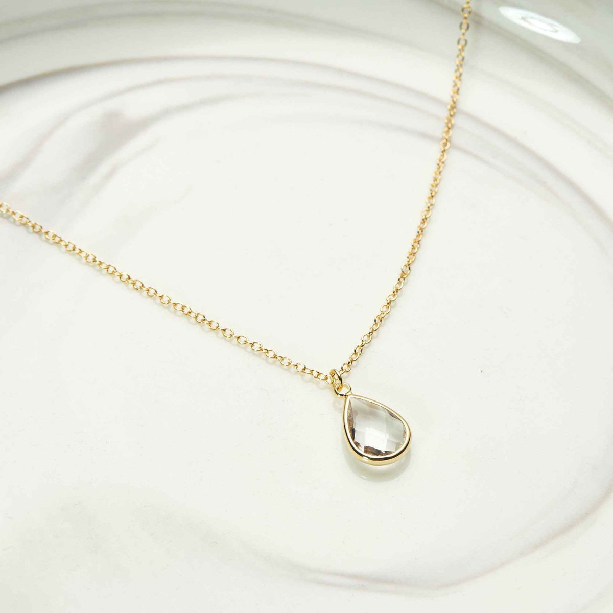 April Birthday Quartz Birthstone Necklace