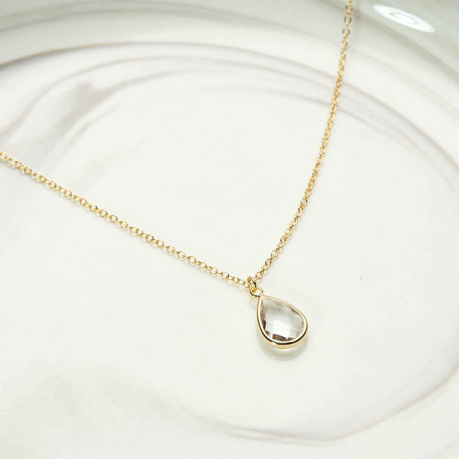 April Birthday Quartz Birthstone Necklace