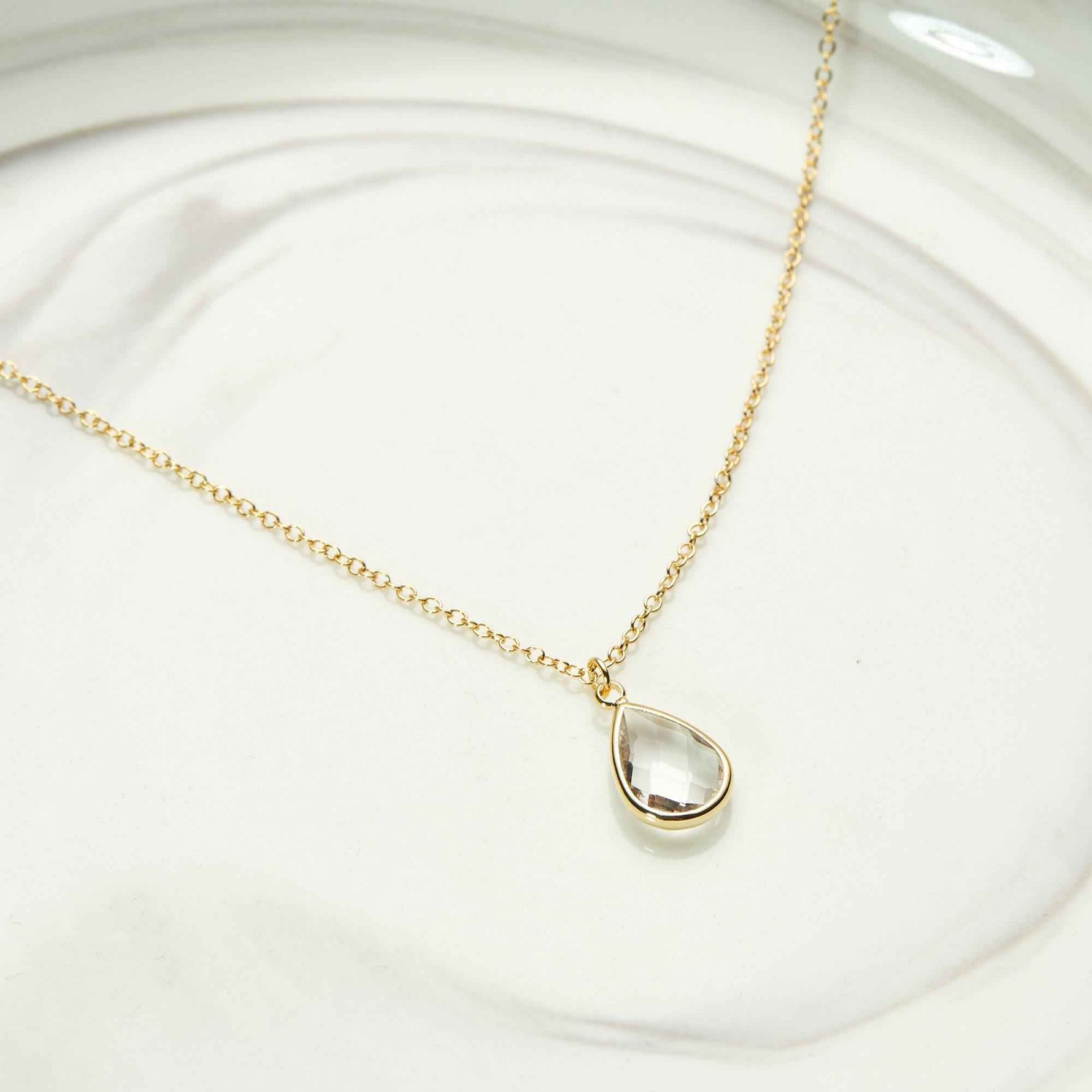 April Birthstone / Diamond Crystal Charm Necklace