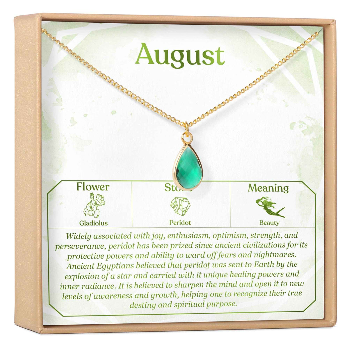 August Birthday Peridot Birthstone Necklace