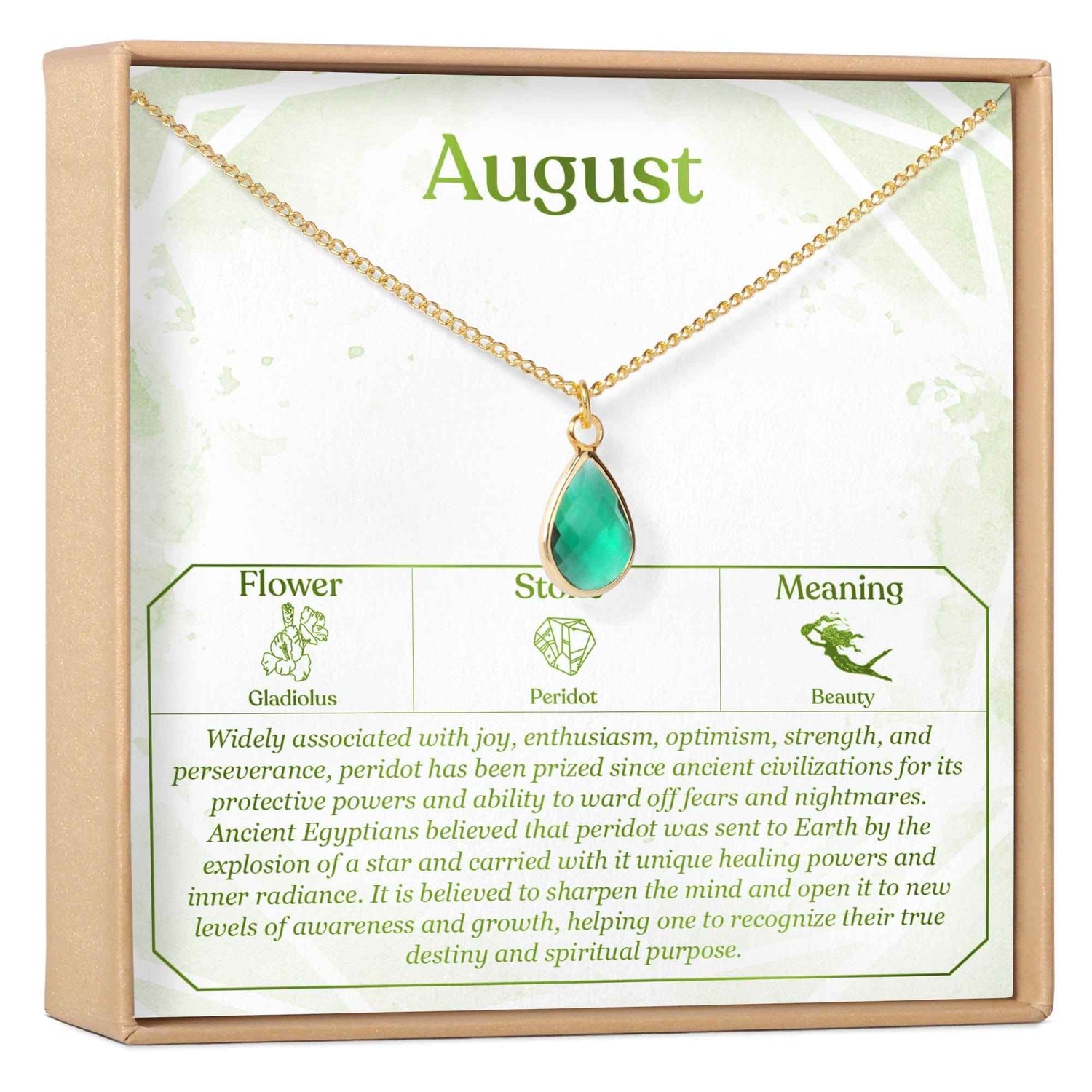 August Birthday Peridot Birthstone Necklace