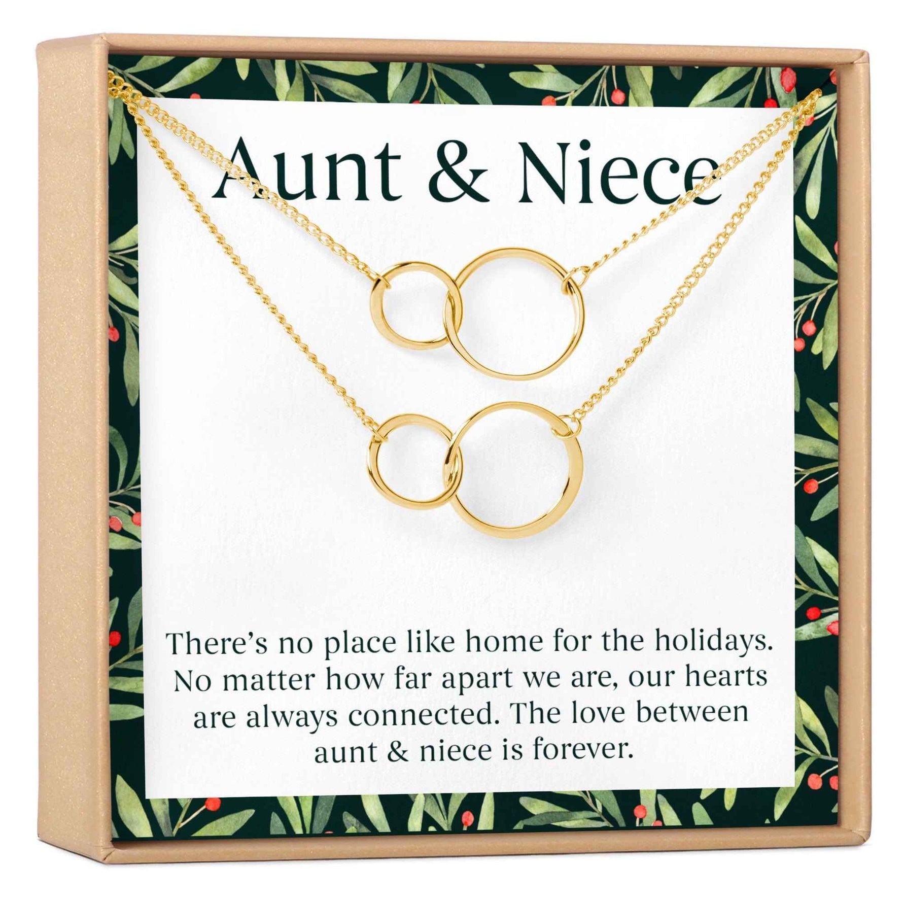 Aunt-Niece Christmas  Double Circles Necklace Set