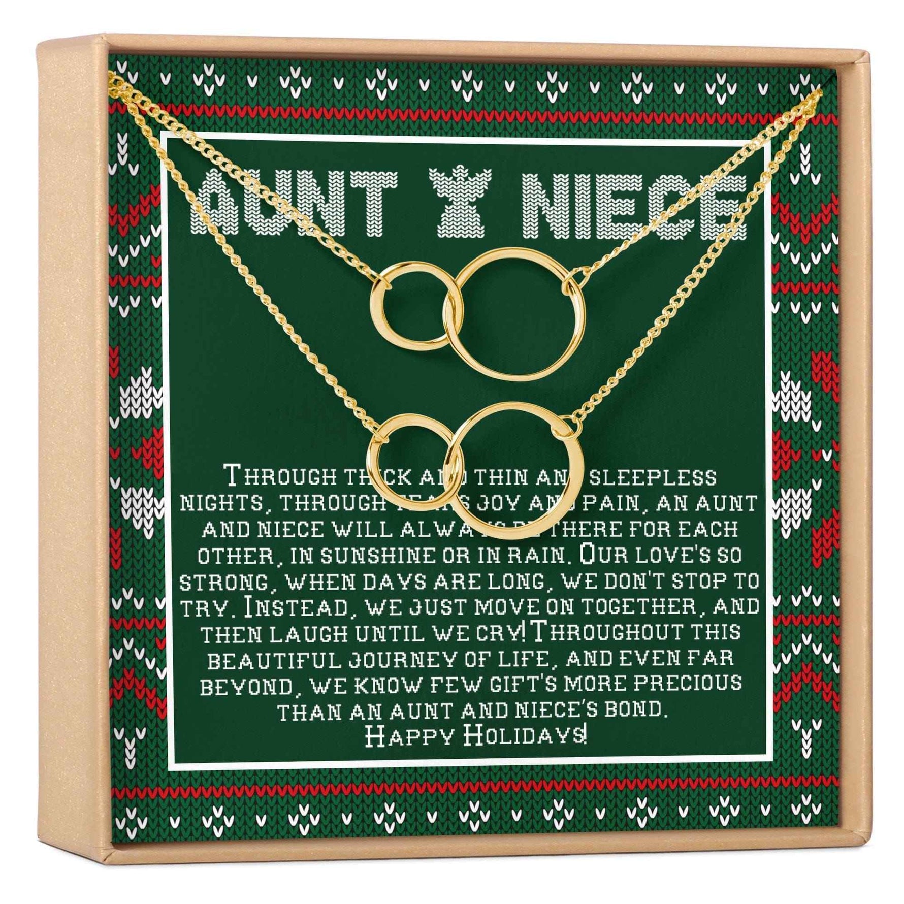 Aunt-Niece Christmas  Double Circles Necklace Set