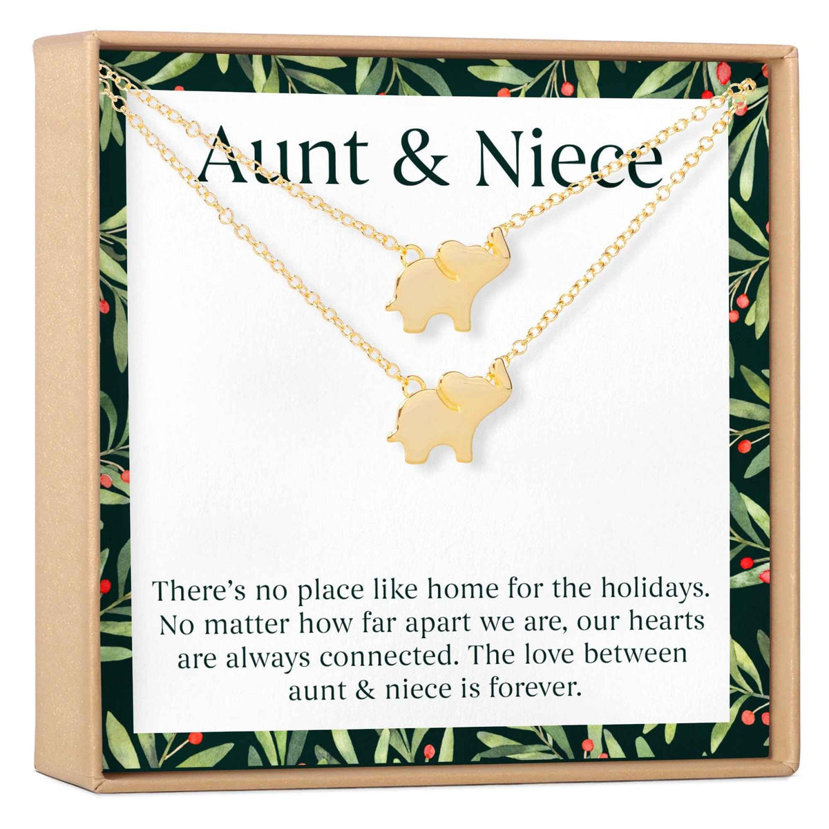 Aunt-Niece Christmas  Elephant Necklace Set