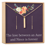 Aunt-Niece Gold Bar Earring Threader and Necklace Jewelry Set