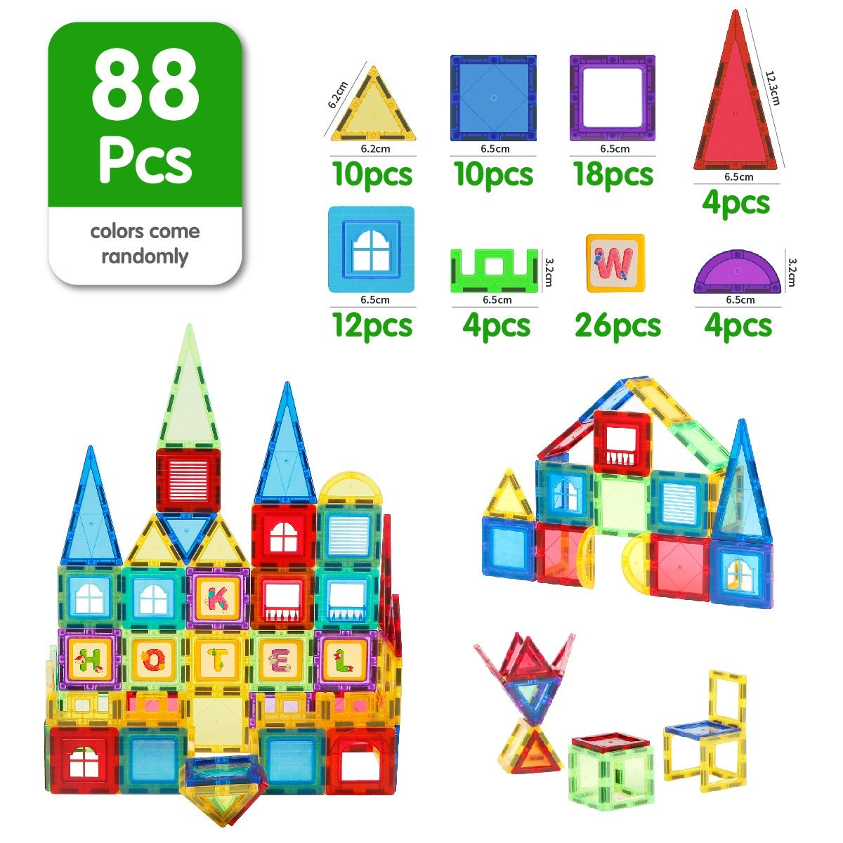 65cm Colorful Window Childrens Magnetic Building Toy Educational Magnetic Blocks