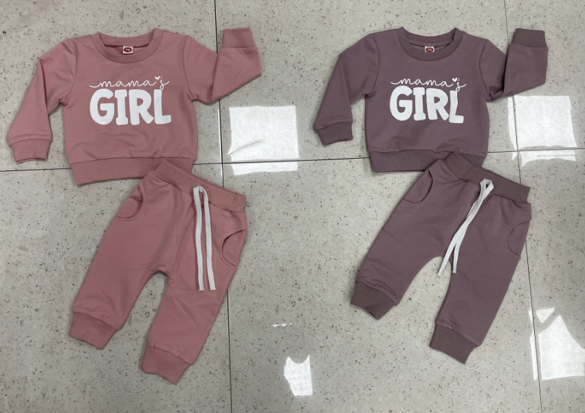 Letter Floral Print Long Sleeve Pullover Set - Cindi Book