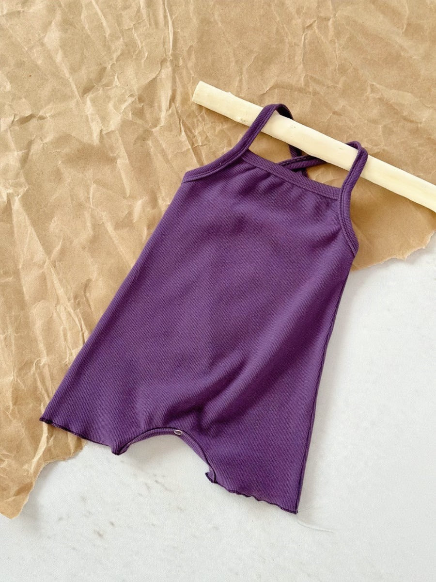 Baby Sunken Stripe Camisole One-piece Romper - Cindi Book