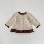 Baby Dot Yarn Ruffled Knitted Cardigan Coat Knitted Bell-bottom Pants - Cindi Book