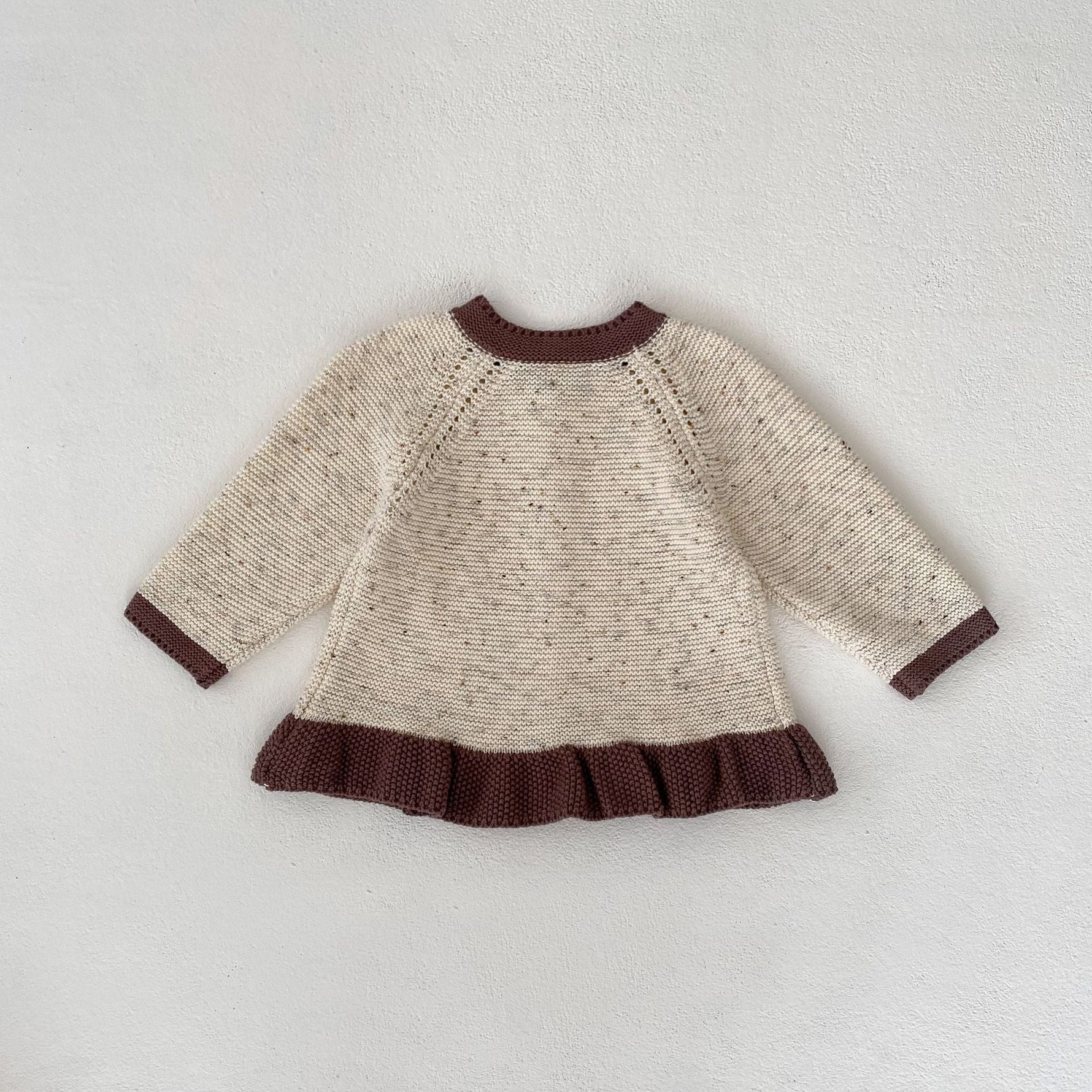 Baby Dot Yarn Ruffled Knitted Cardigan Coat Knitted Bell-bottom Pants - Cindi Book