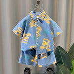 Baby Short Sleeve Shorts Cardigan Two-piece Set Animal Dinosaur Print - Cindi Book