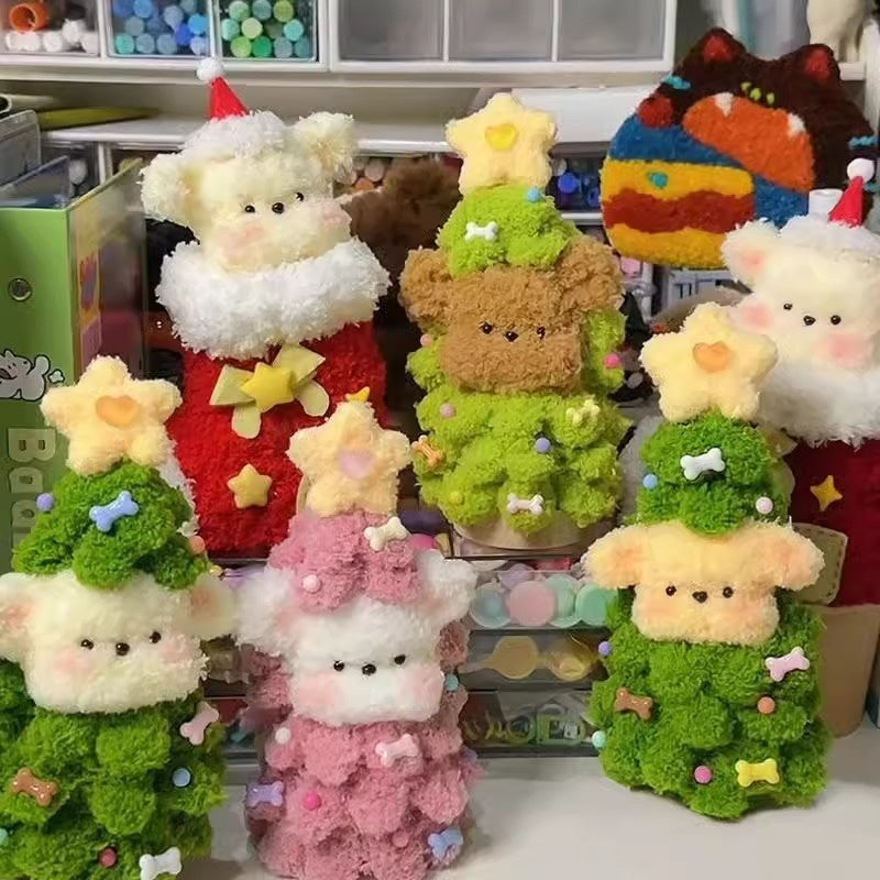 Christmas Tree Coral Fleece Twisted Stick Puppy Gift DIY Material