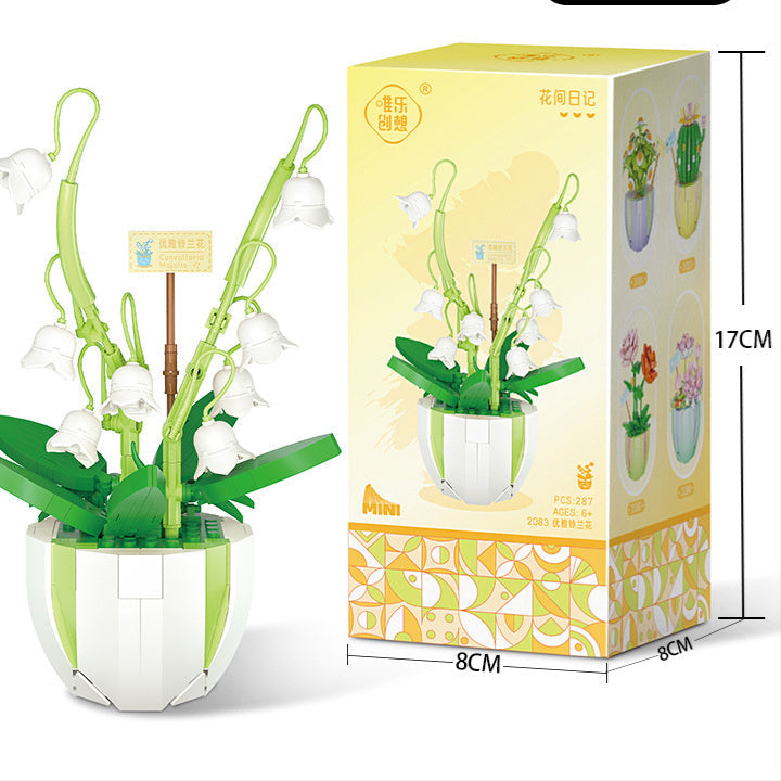Building Block Puzzle Toy Eternal Flower Potted Mini Succulent Potted Plant - Cindi Book