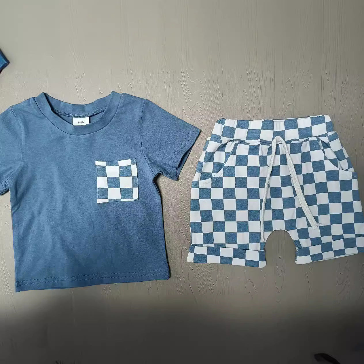 Baby's Casual Short-sleeved Plaid Shorts Suit - Cindi Book