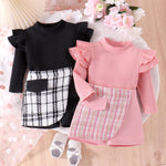 Trendy Style Girls' Skirt Set Solid Color Striped Long Sleeve Classic Style Culottes Two-piece Set - Cindi Book