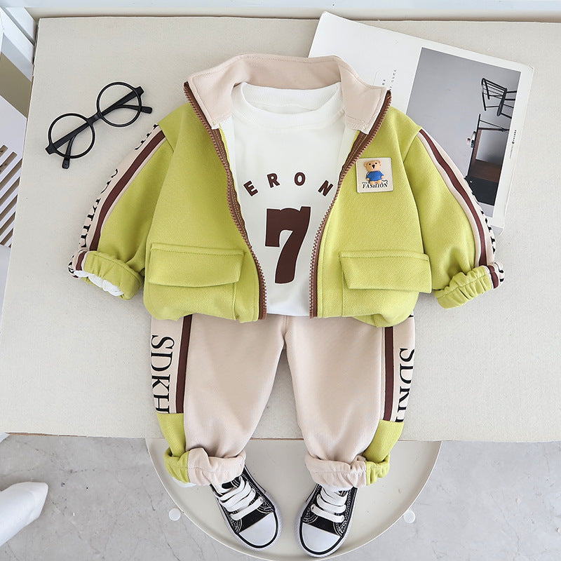 Spring Children's Clothing Boys Hoodie Jacket Long Sleeve Three-piece Suit - Cindi Book