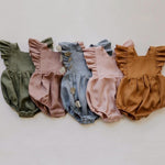 Baby Cotton And Linen Summer Strap One Piece Suit - Cindi Book