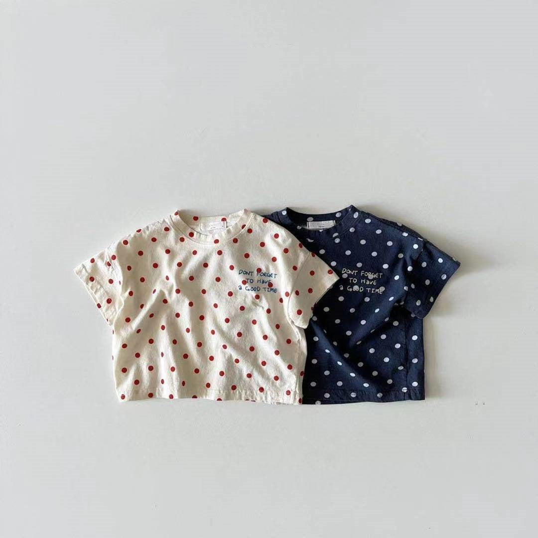Dot Letter Crew Neck Short Sleeve Simple - Cindi Book