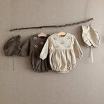 Kids Corduroy Embroidered Long Sleeve Romper Bodysuit - Cindi Book