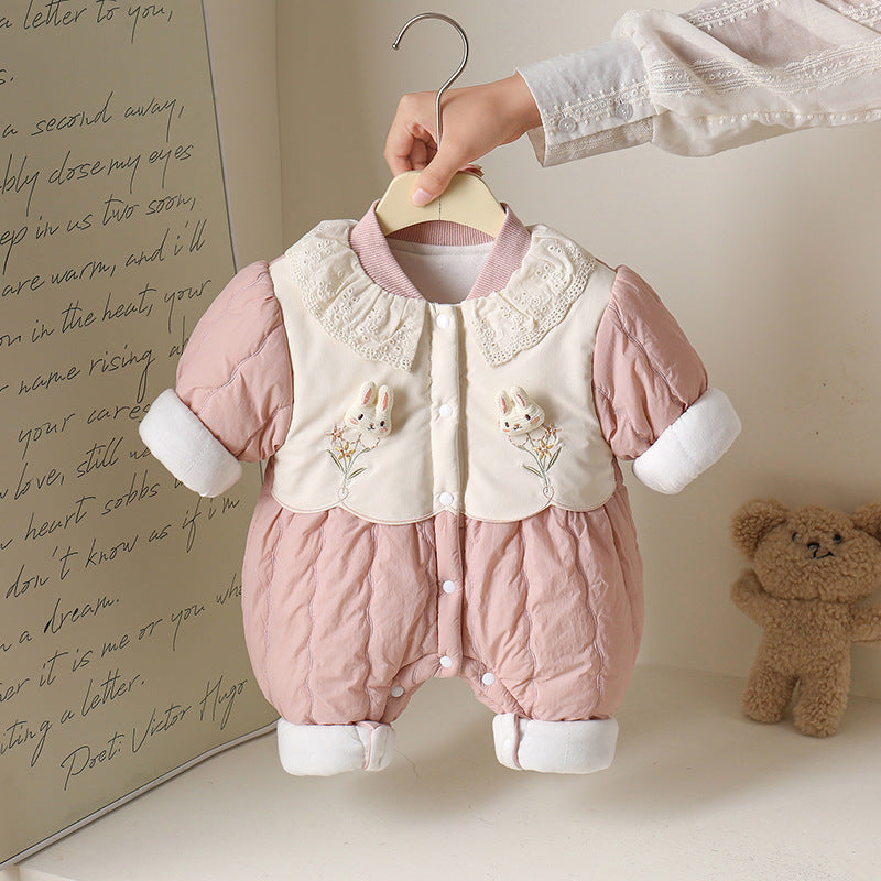 Baby Girl Autumn And Winter New Cute Princess Thin Cotton Romper Girl Romper Outwear - Cindi Book