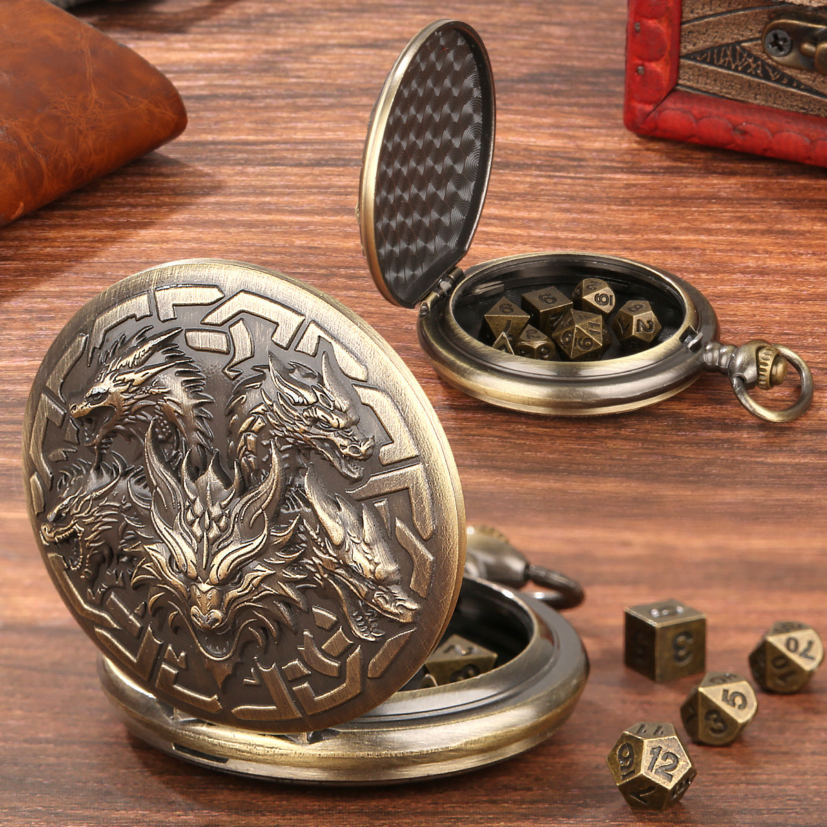 Retro Creative Pocket Watch Shaped Tabletop Game Dice Set -7PCS Metal Polyhedral Dice, Steampunk Style Portable DND Dice Set, Exquisite Metal Craftsmanship, Adding Unique Charm To Tabletop Games - Cindi Book