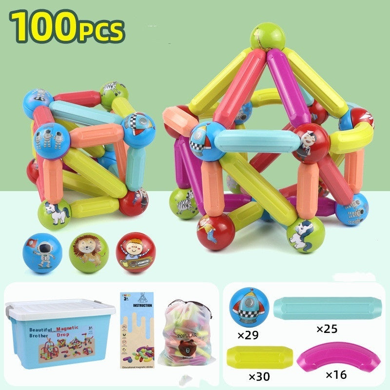 Big Size DIY Magnetic Construction Set Early Learning Constructor Variety Magnetic Rod Building Blocks For Children Toys Gift - Cindi Book