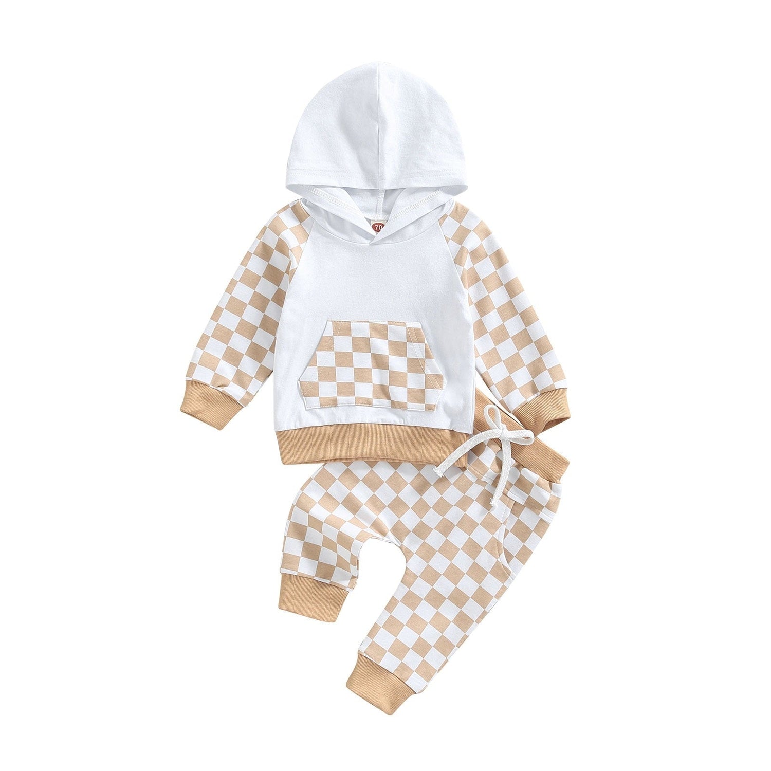 Casual Boys' Plaid Patchwork Hoodie Trousers Suit - Cindi Book