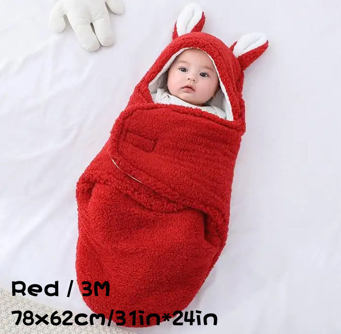 Super Soft Baby Sleeping Bag Fluffy Fleece Newborn Blanket Swaddle Blankets, Unisex Baby Wrap For Newborn Baby Boys Girls With Head-Protecting & Head-Supporting Function, Wearable Swaddle Sleep Sack - Cindi Book