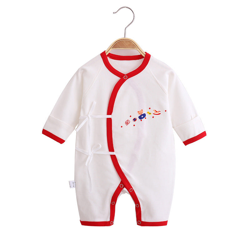 Baby's Cotton Long-sleeved Lace-up Butterfly Jumpsuit - Cindi Book