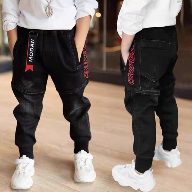 Kids Black Jeans Single Pants Spring And Autumn Boys Pants - Cindi Book