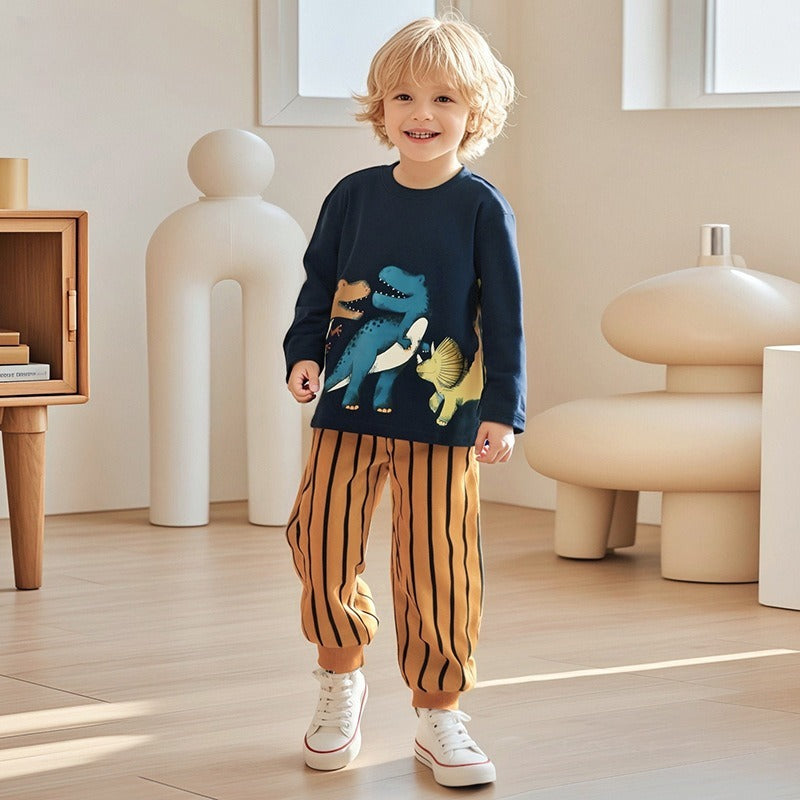 Autumn Male Cartoon Striped Children Suit - Cindi Book