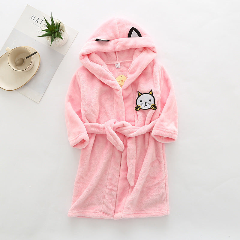 Flannel Bathrobe Boys' Home Wear With Hood - Cindi Book