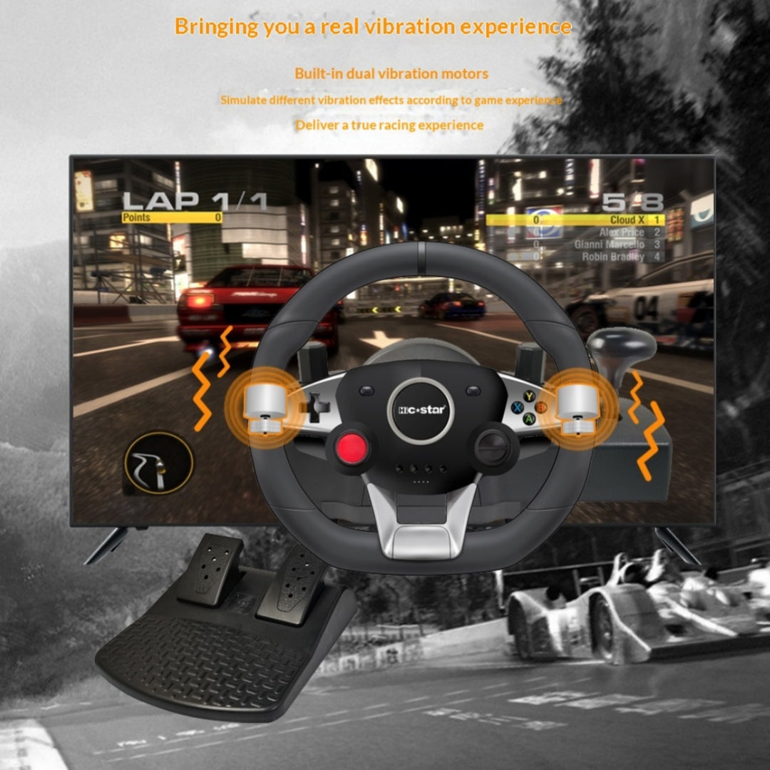 70-degree Steering Programmable Buttons Compatible with Multi-Platform Gaming Steering Wheels