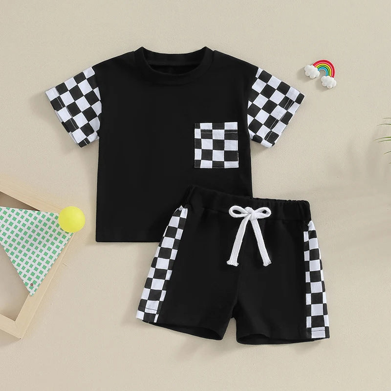 Women's Casual Plaid Pocket Short Sleeve Suit - Cindi Book
