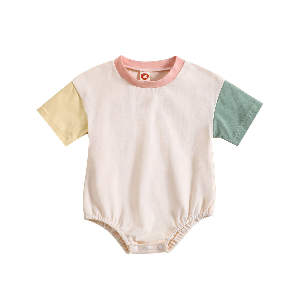 Baby Solid Color Stitching Romper Short Sleeve - Cindi Book