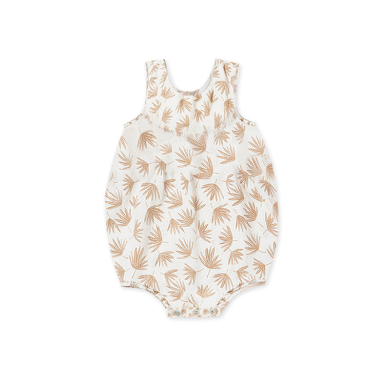 Summer Baby Rompers Cotton Breathable One-piece Nordic Style Floral Sleeveless Romper - Cindi Book