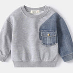 Boys' Denim Knitted Sleeve Loose Sweater - Cindi Book