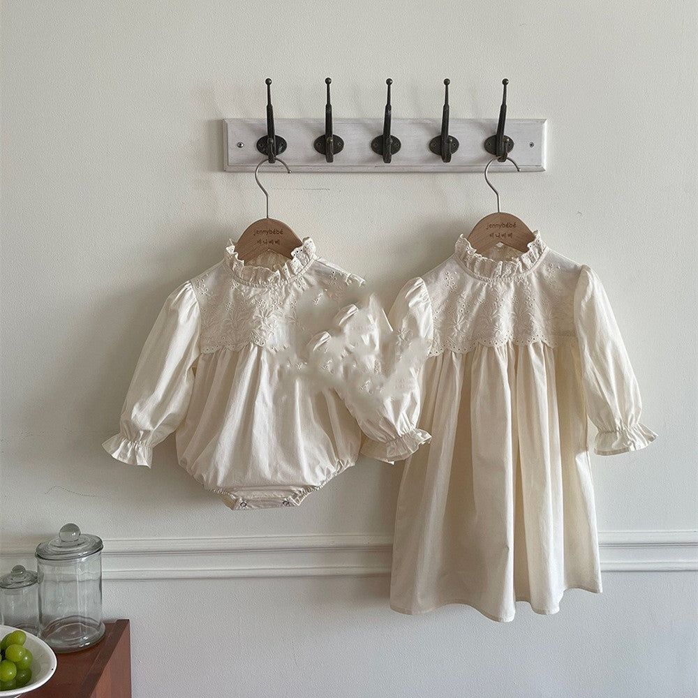 Crawling Set Baby Lace Stand-Up Collar Jumpsuit Girls Dress