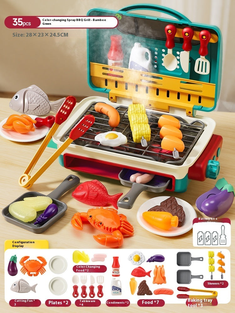 Simulation Mini Small Kitchen Play House Slicer Girls' Cooking Barbecue Toys - Cindi Book