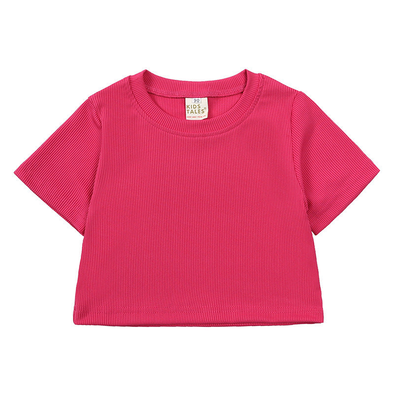 Girls' Short-sleeved Shirt Bell-bottom Pants Two-piece Set - Cindi Book