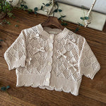 Hollow Out Coat Bow Lace Nine-quarter Sleeve Girl - Cindi Book